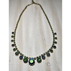 Vintage KARU Arke Inc. Pronged RHINESTONE NECKLACE 16"